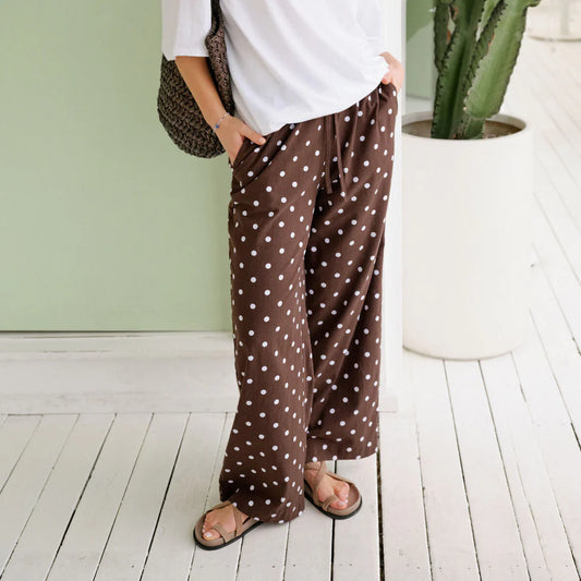 Resort Pant - Chocolate & Polka Dot