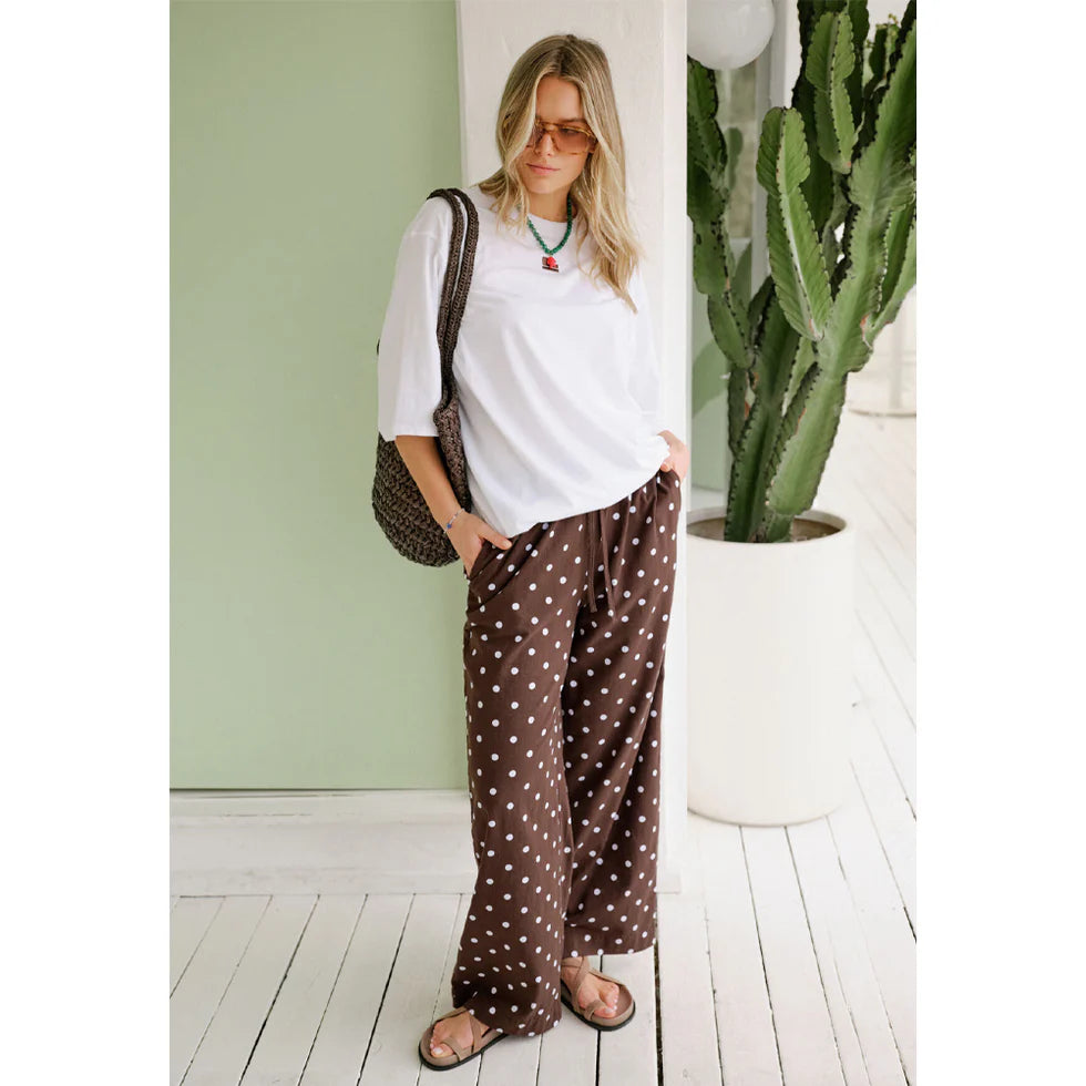 Resort Pant - Chocolate & Polka Dot