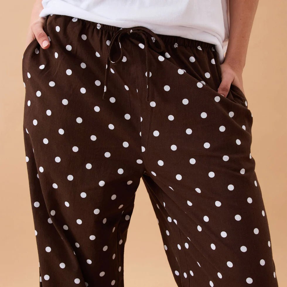 Resort Pant - Chocolate & Polka Dot