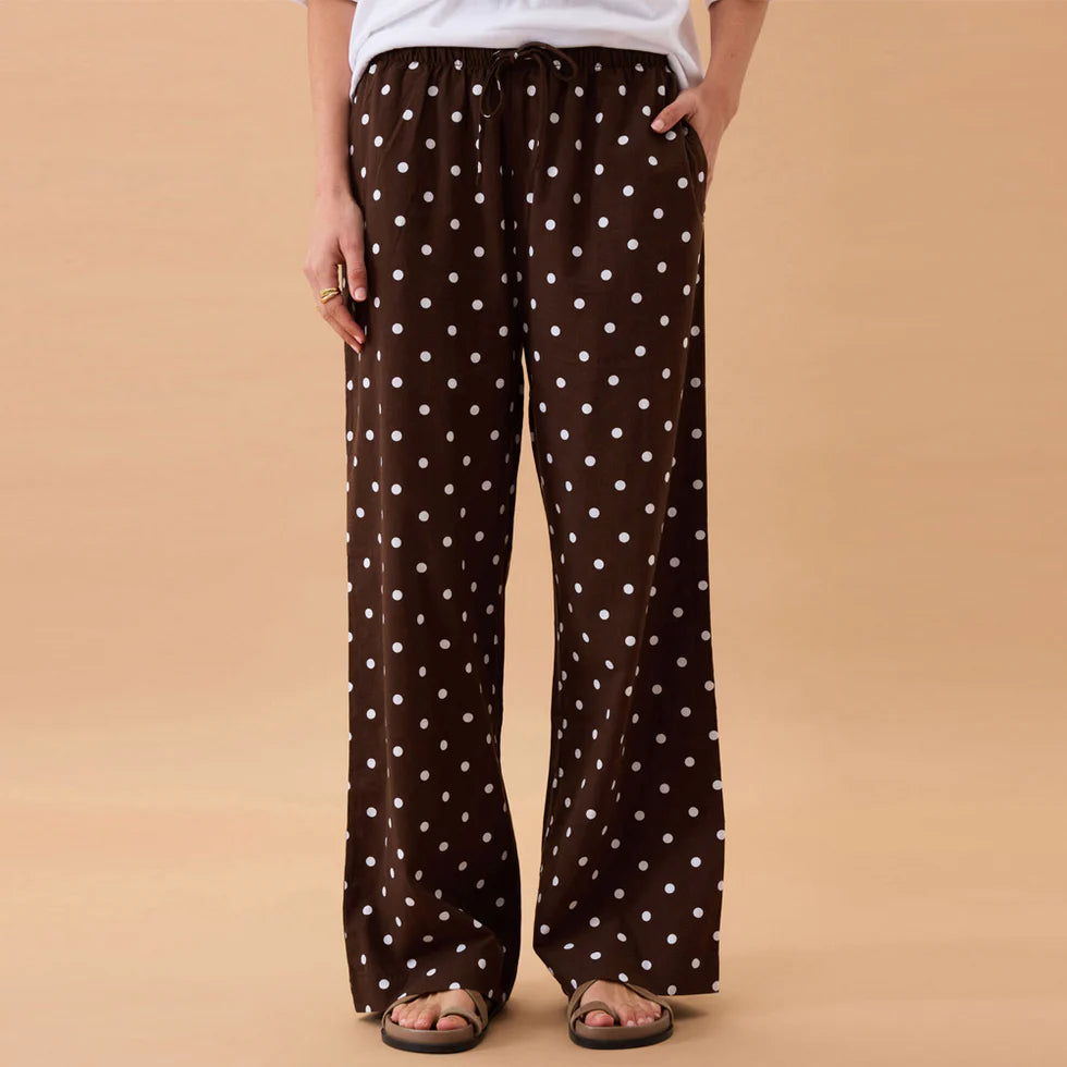 Resort Pant - Chocolate & Polka Dot