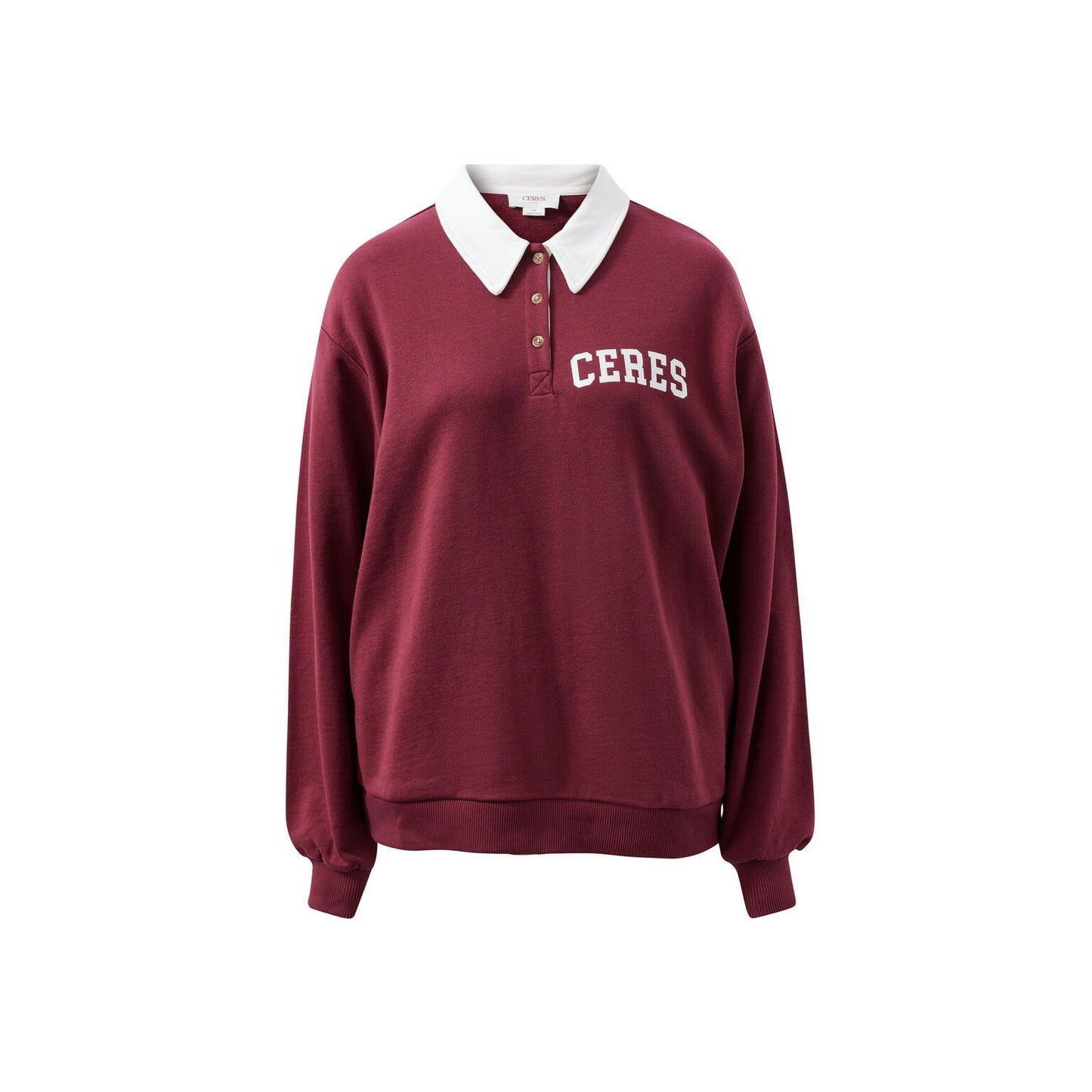 Wren Rugby Sweat-Washed Burgundy & White