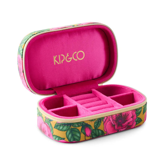 Kip & Co-Golden Peony Travel Velvet Jewellery Box