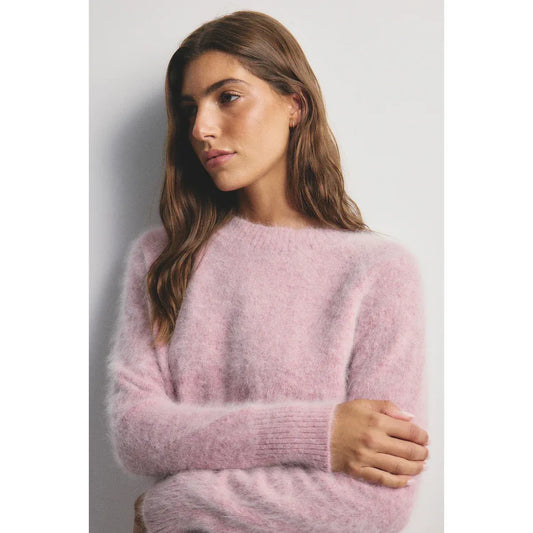 World Of Nomads-Adele Cashmere Crew Neck Knit-Petal Cloud