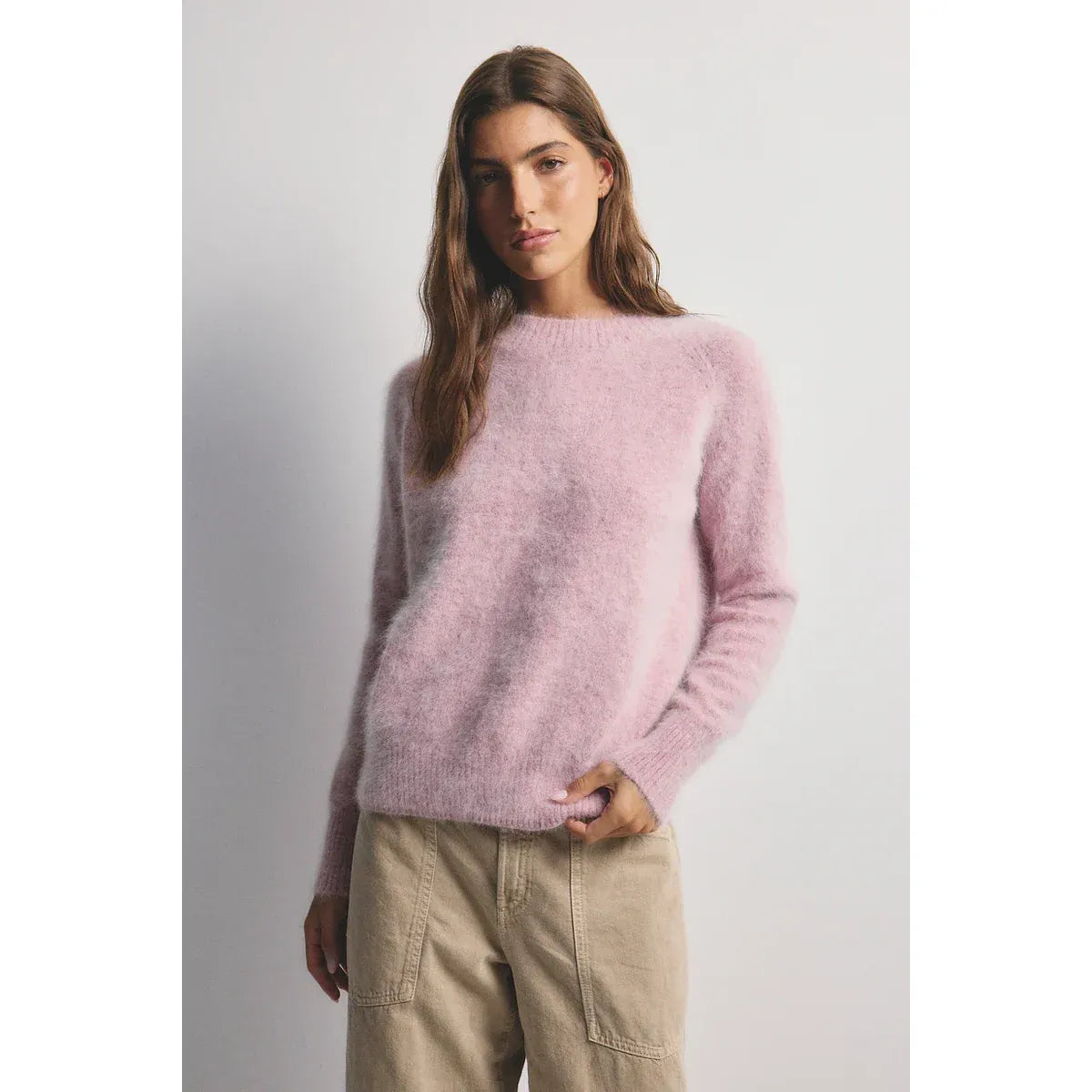 World Of Nomads-Adele Cashmere Crew Neck Knit-Petal Cloud