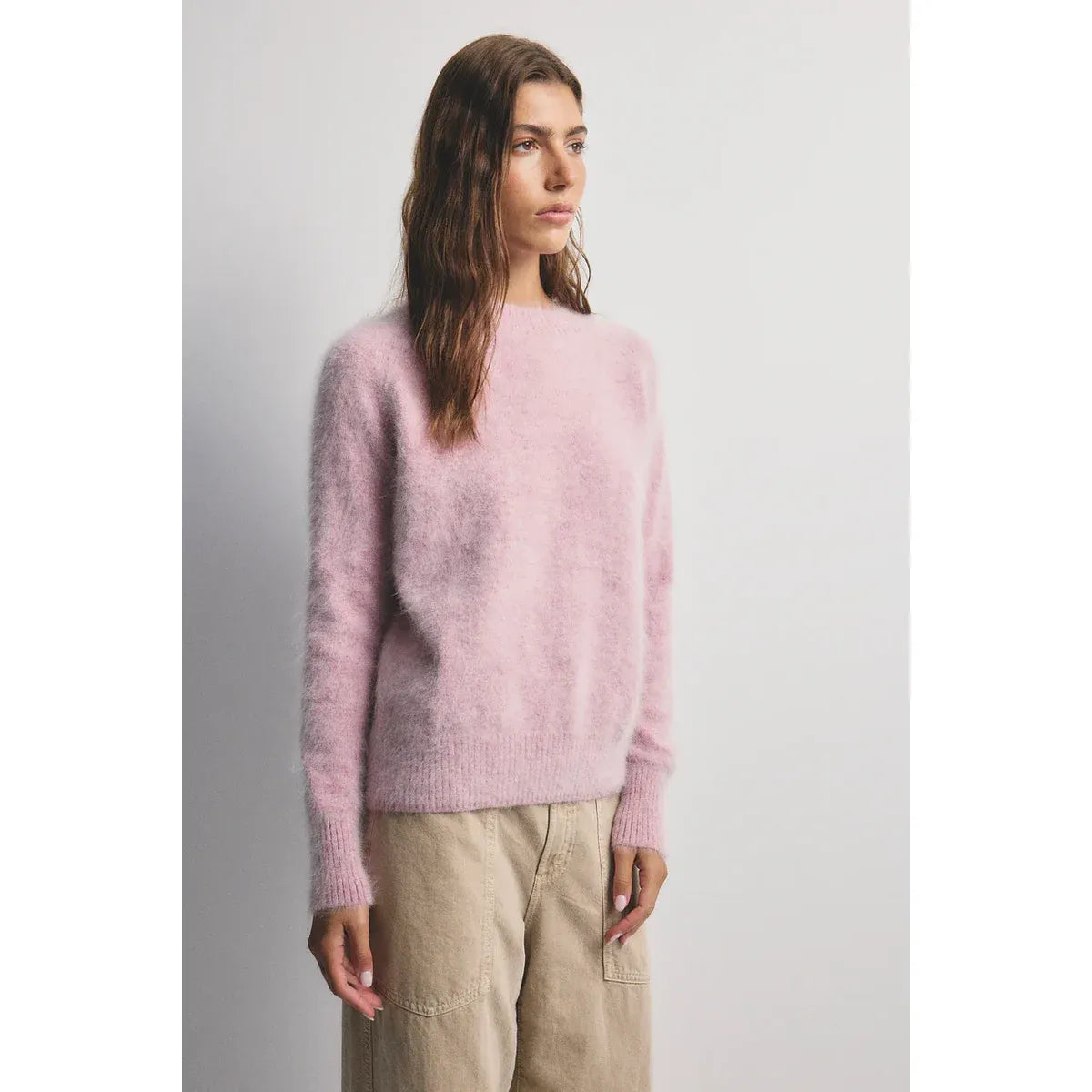 World Of Nomads-Adele Cashmere Crew Neck Knit-Petal Cloud