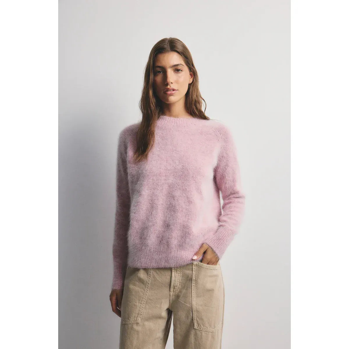 World Of Nomads-Adele Cashmere Crew Neck Knit-Petal Cloud