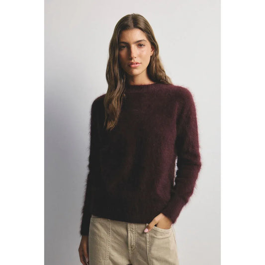 World Of Nomads- Adele Cashmere Crew Neck Knit-Aubergine