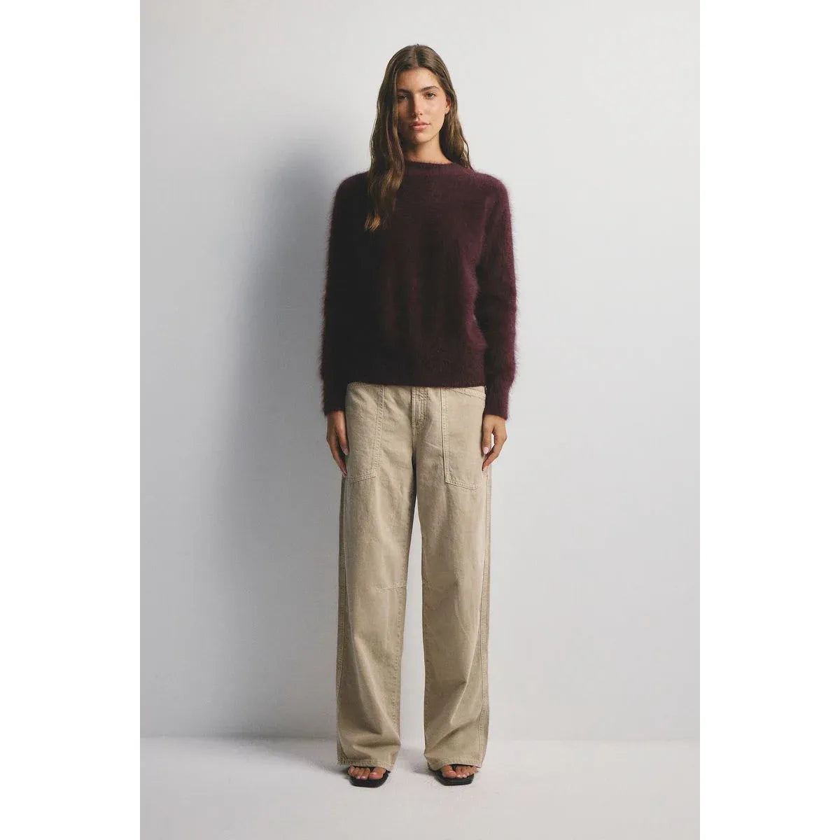 World Of Nomads- Adele Cashmere Crew Neck Knit-Aubergine