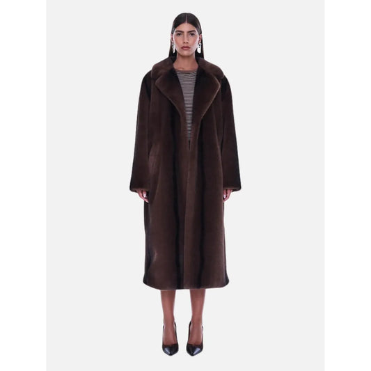 Ena Pelly -Nova Longline Faux Fur Jacket -Brown Multi