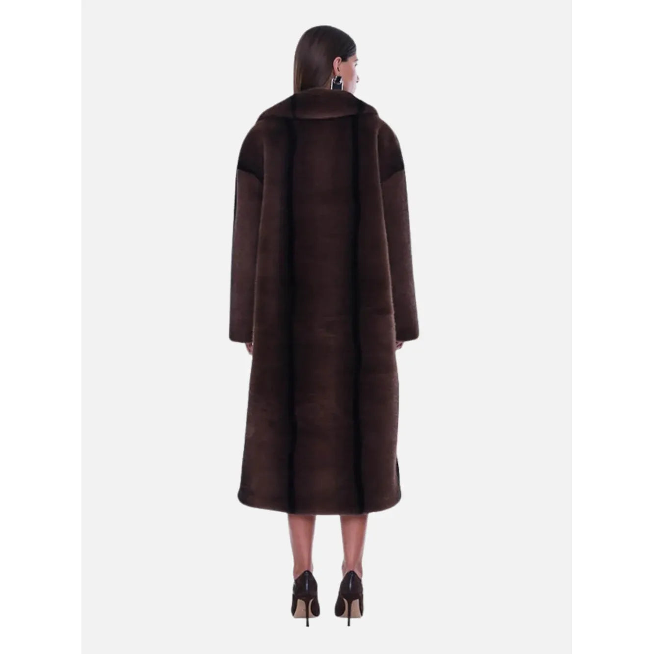 Ena Pelly -Nova Longline Faux Fur Jacket -Brown Multi