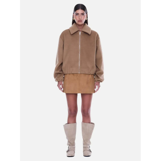 Ena Pelly- Maeve Wool Blend Bomber Jacket-Sand
