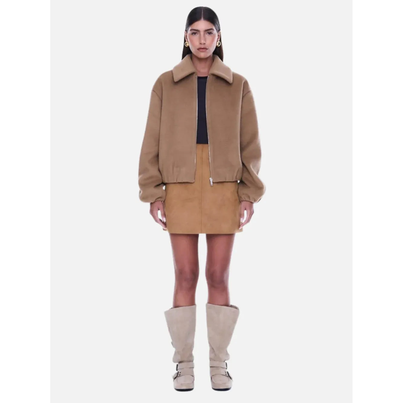 Ena Pelly- Maeve Wool Blend Bomber Jacket-Sand