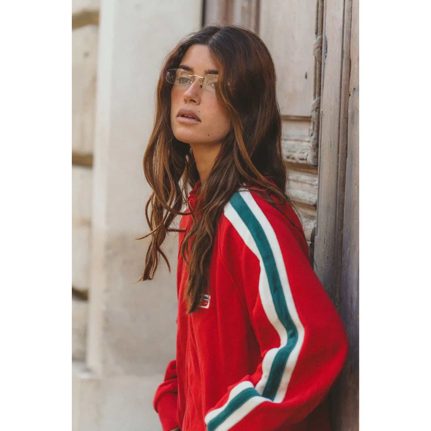 AJ RETRO KNIT ZIP THRU JACKET-TANGO RED