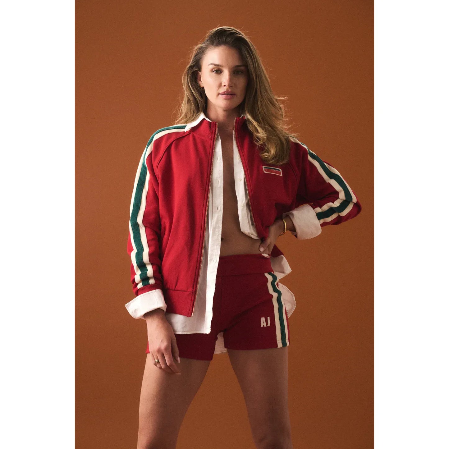 AJ RETRO KNIT ZIP THRU JACKET-TANGO RED
