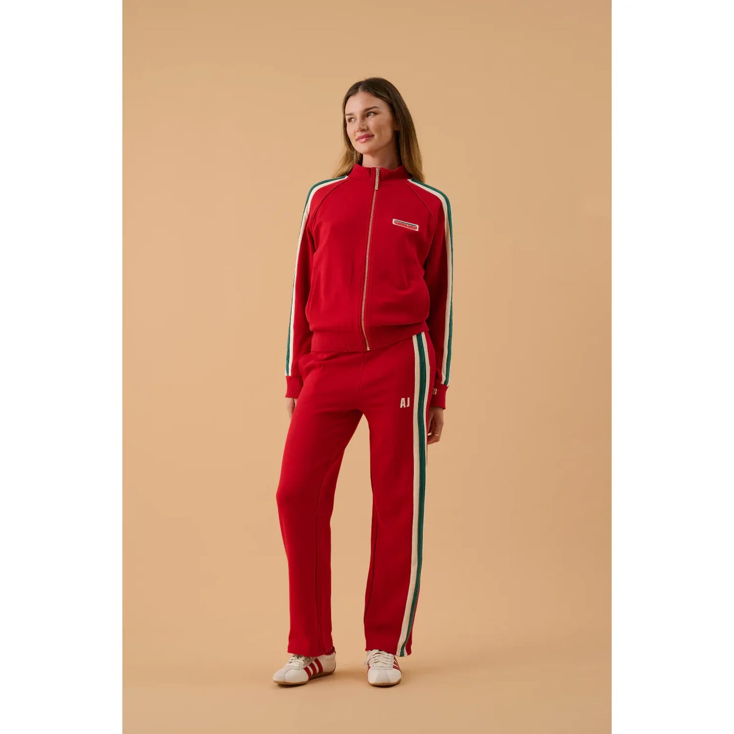 AJ RETRO KNIT ZIP THRU JACKET-TANGO RED