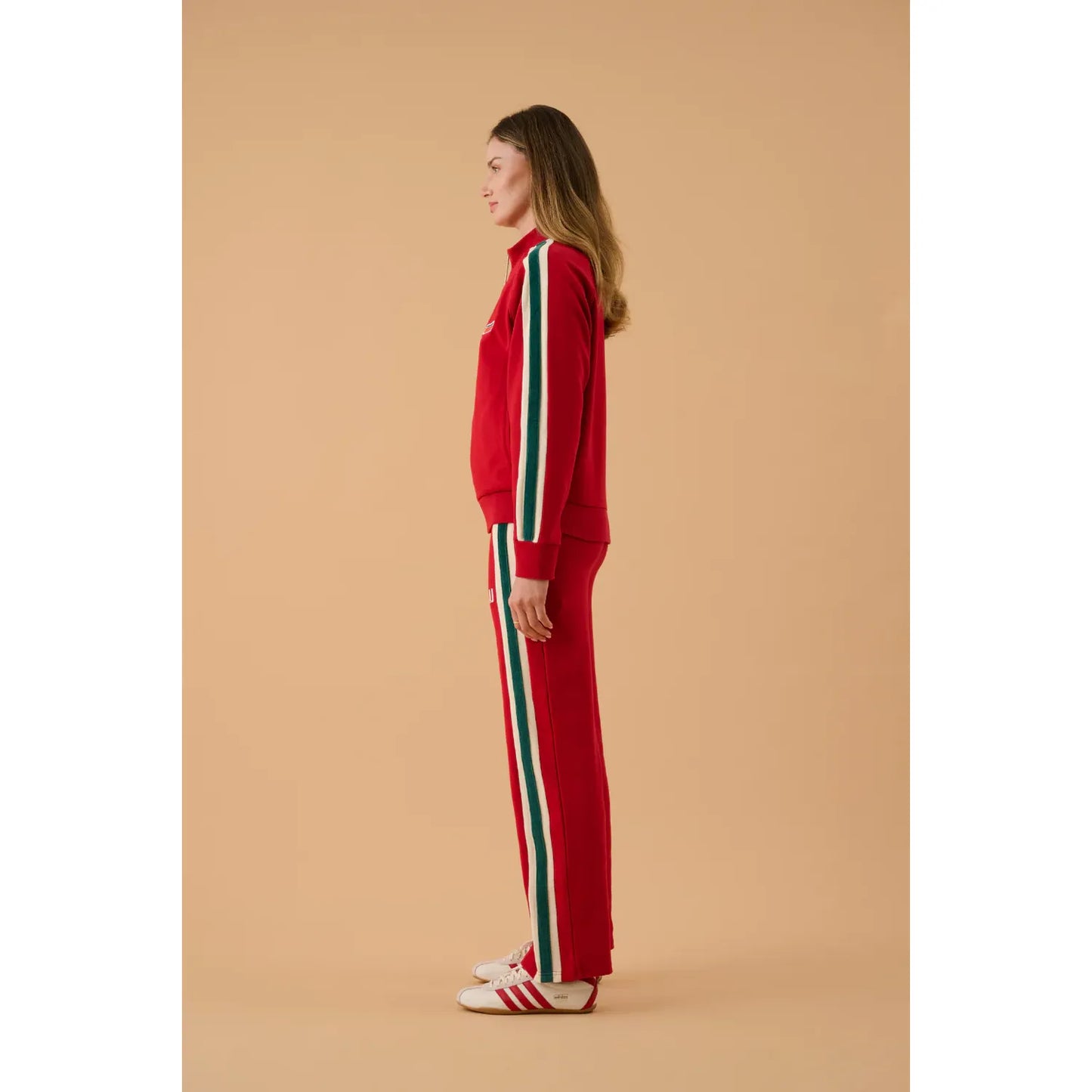 AJ RETRO KNIT ZIP THRU JACKET-TANGO RED