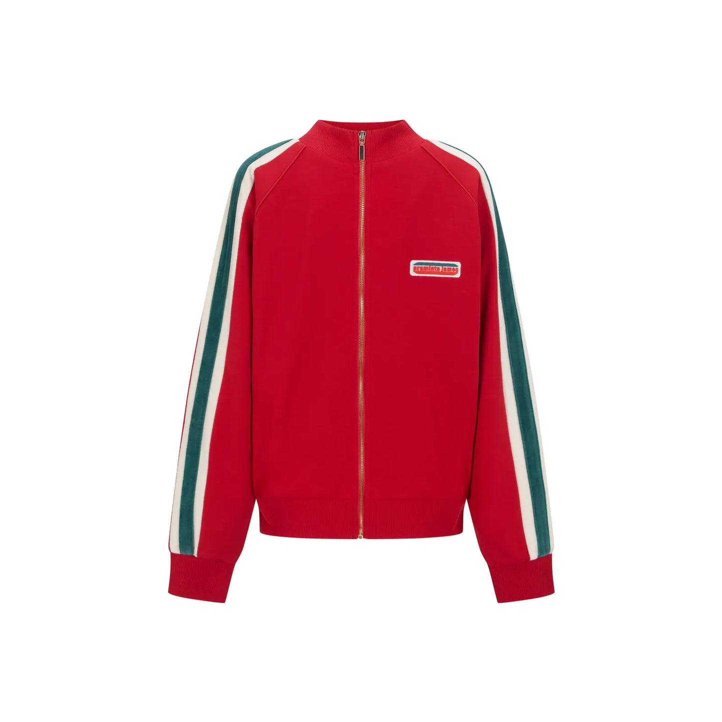 AJ RETRO KNIT ZIP THRU JACKET-TANGO RED