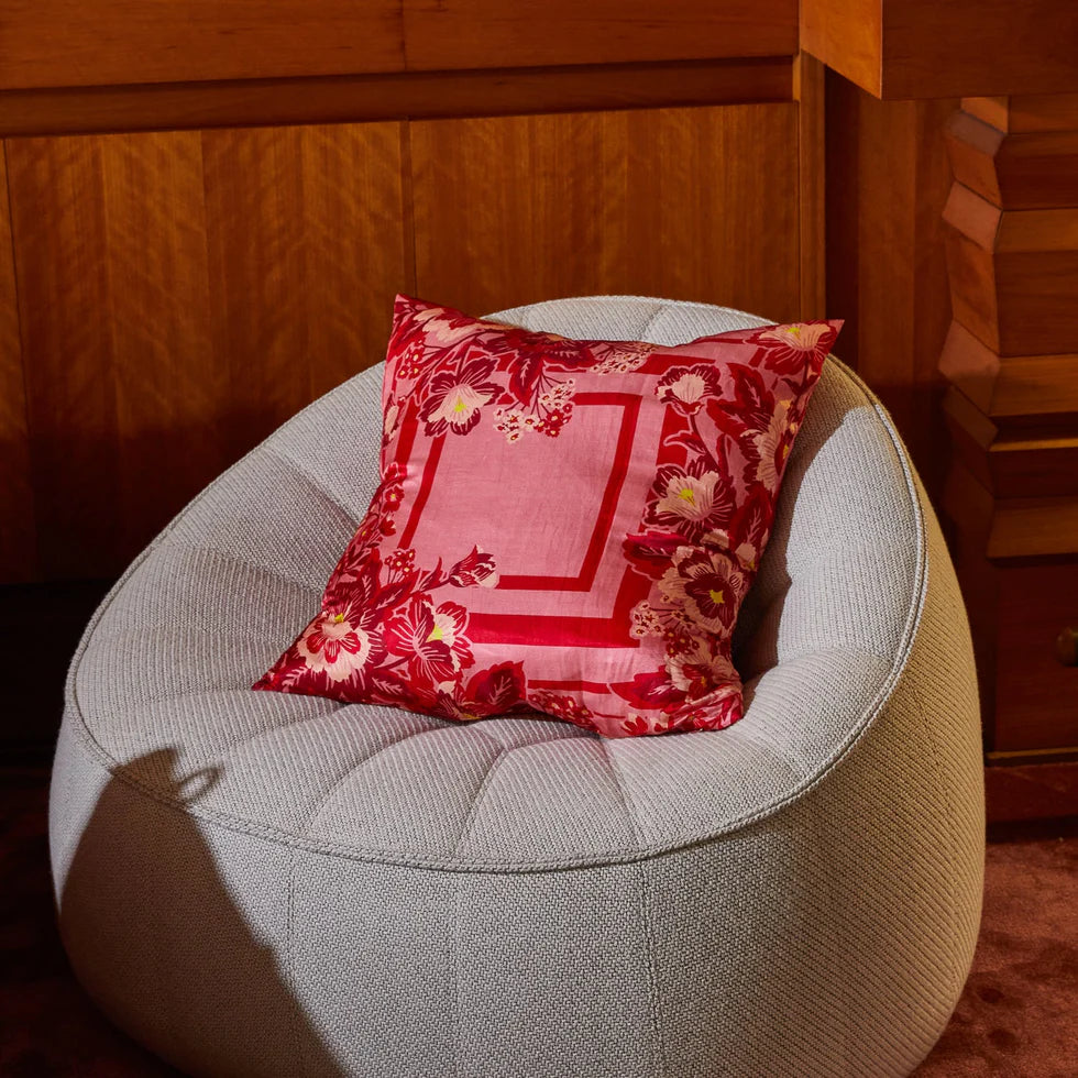 Eliza Silk-Linen Cushion - Primrose-Sage & Clare