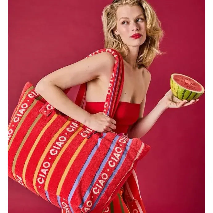 Ciao Stripe Terry Oversized Beach Bag