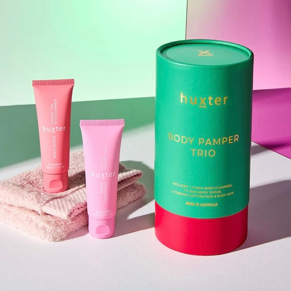 Body Pamper Trio | Emerald Green with Bright Pink