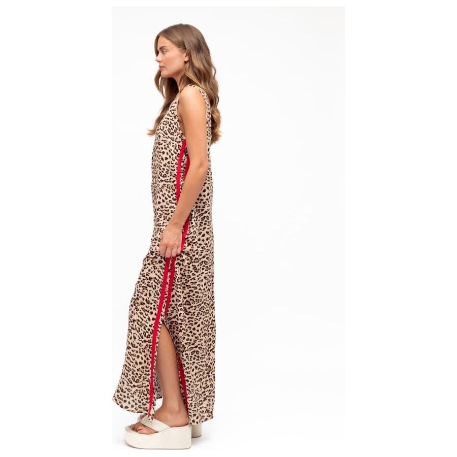 Lottie Leopard Racer Stripe Dress-Leopard Print