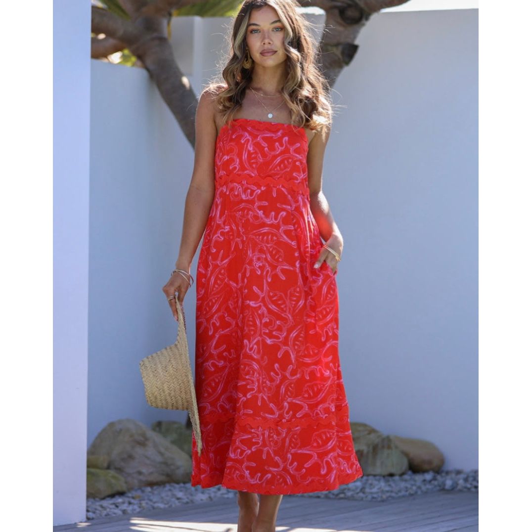 BONNIE RIC RAC DRESS- WATERMELON & PINK