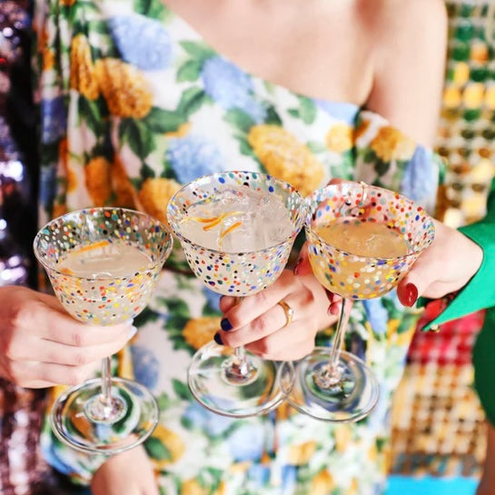 KIP & CO PARTY SPECKLE COUPE GLASS 2P SET