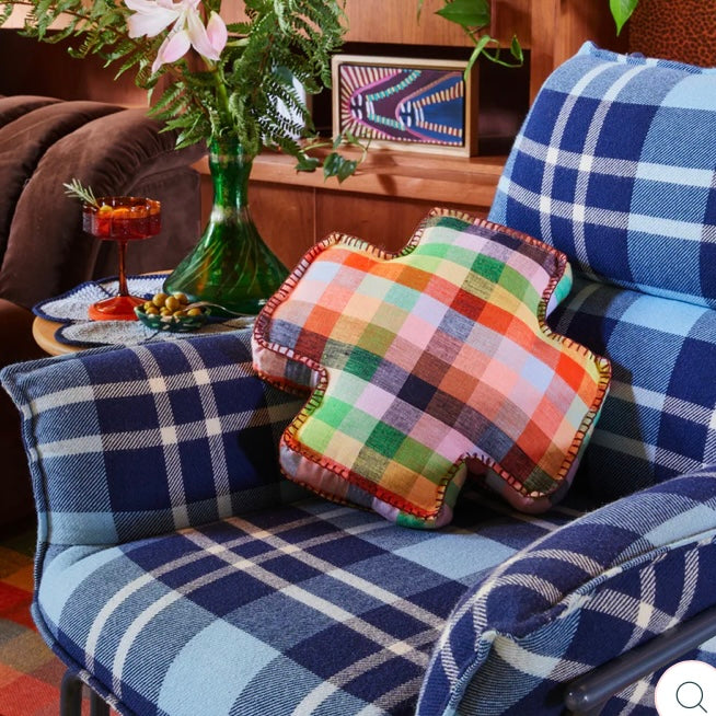 AIDA CHECK CUSHION-SAGE & CLARE
