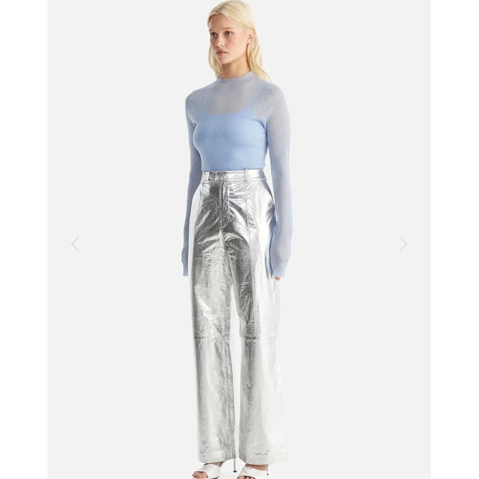 ENA PELLY - DANIELLE LEATHER PANT-METALLIC SILVER