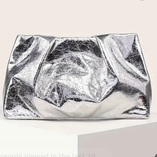 Soho Pleated Clutch -Metallic Silver