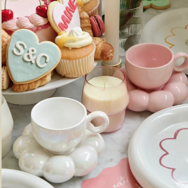 SUNFLOWER SAUCER & MUG -PEARL