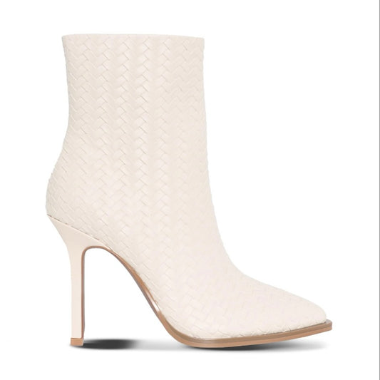 OSAKA LEATHER WOVEN ANKLE BOOT-CREAM