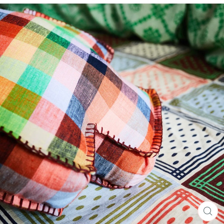 AIDA CHECK CUSHION-SAGE & CLARE