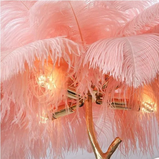 BURLESQUE FEATHERED FLOOR LAMP -BLUSH