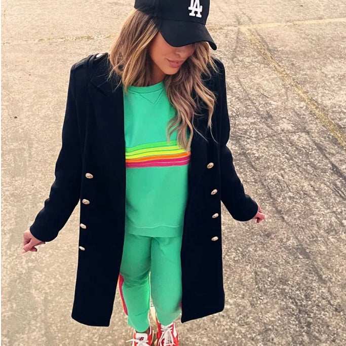 Rainbow Stripe Sweatpants – Minty Green