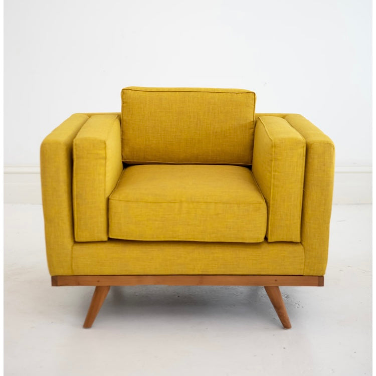 Santa Ana Armchair- French Flax Linen & Teak Frame -Chartreuse