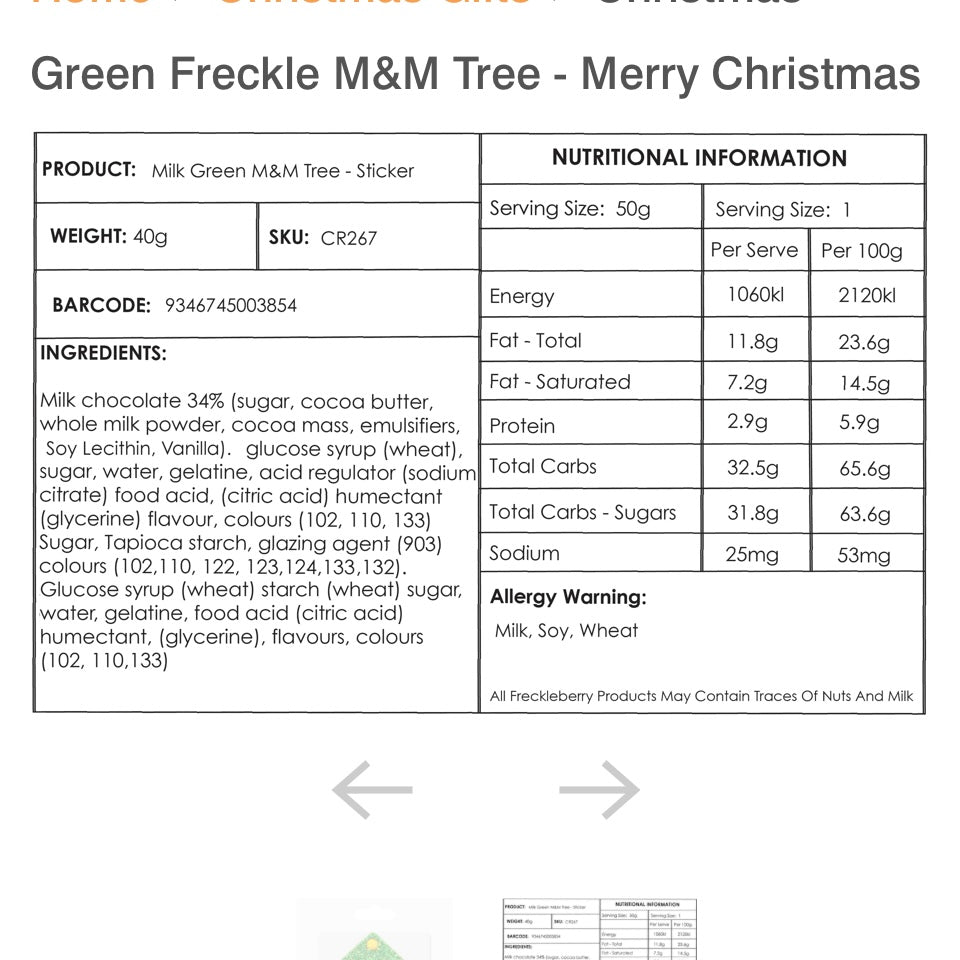 Christmas Green Freckle M&M Tree - Merry Christmas