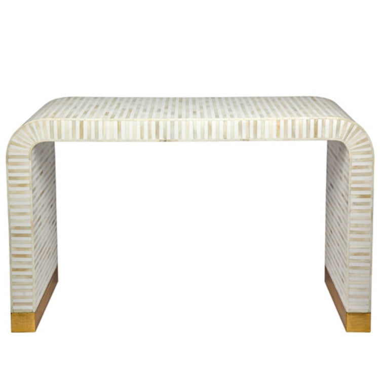 Ivory Stripe Bone Inlay Curved Console