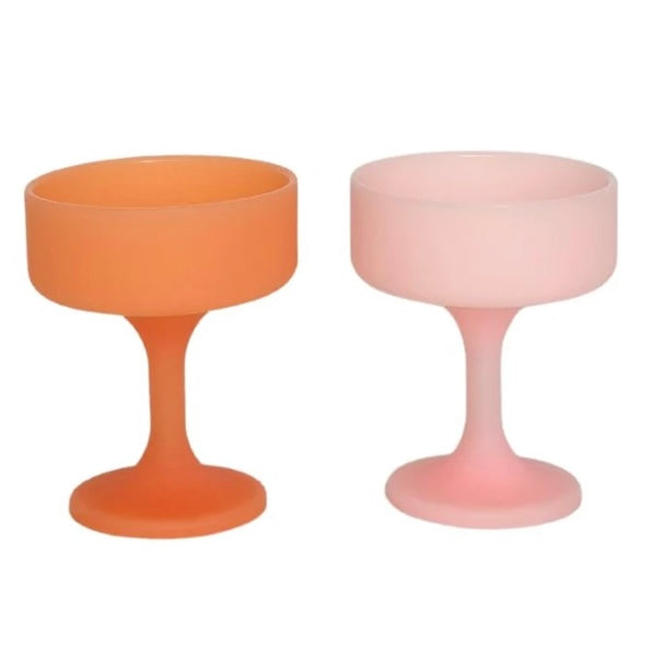 MECC-UNBREAKABLE SILICONE COCKTAIL COUPES-PEACH & PETAL