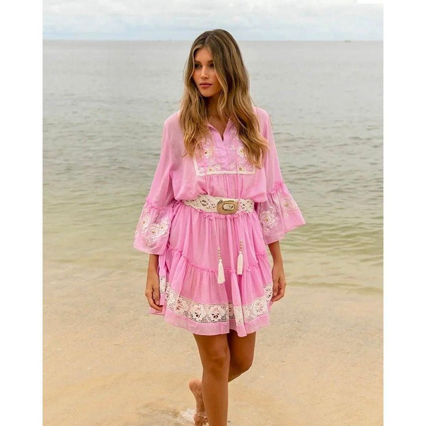 MISS JUNE CECILIA DRESS PINK/OFFWHITE