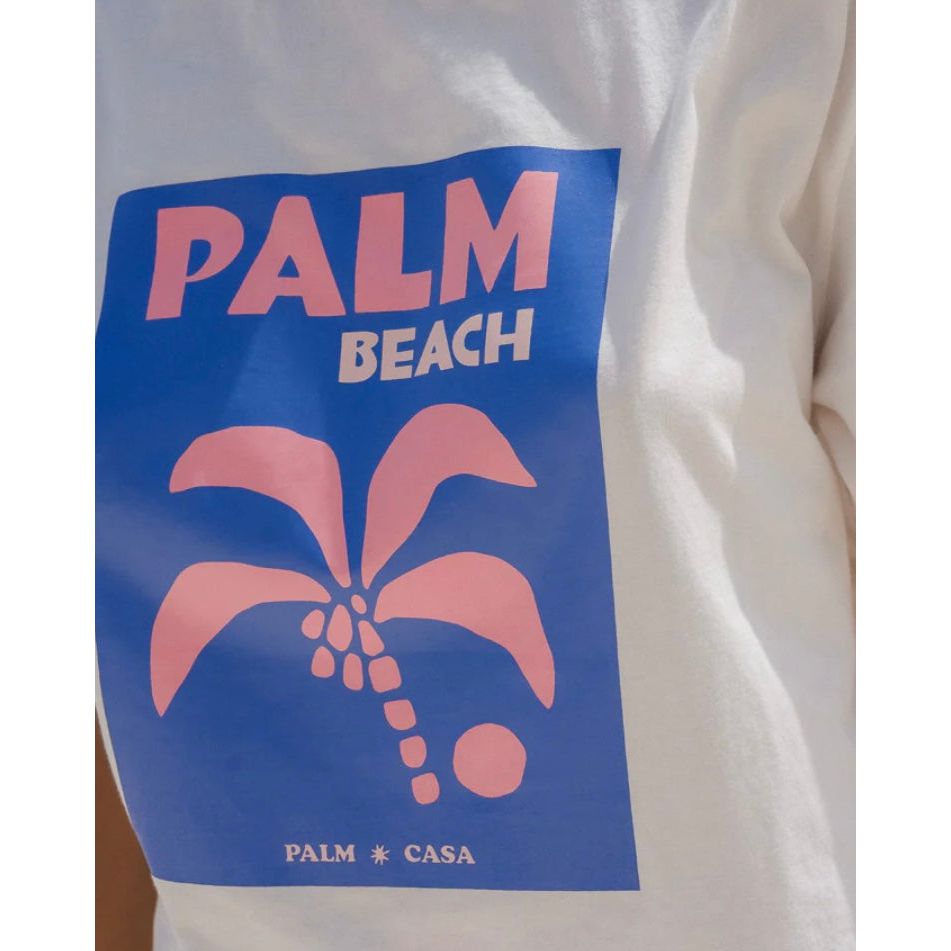 PALM BEACH POSTCARD T-SHIRT | SHORT SLEEVE-BLUE & PINK