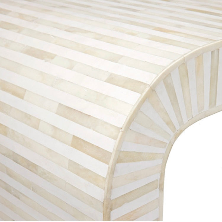 Ivory Stripe Bone Inlay Curved Console