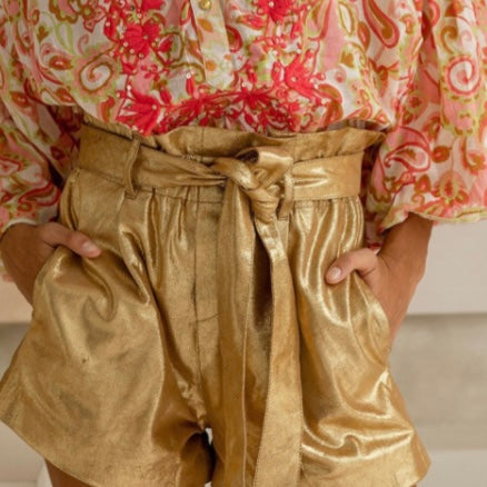 MISS JUNE LEATHER SHORTS - GOLD - PRE ORDER FOR AUGUST