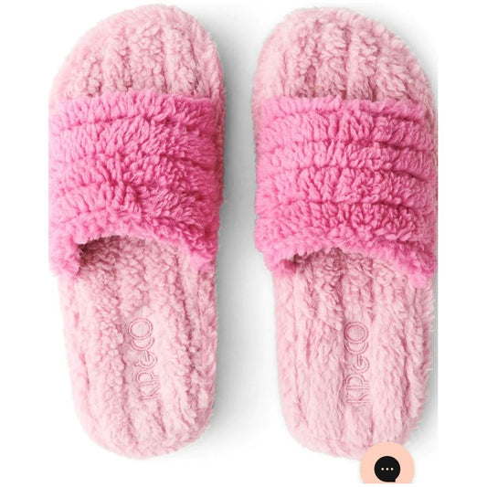 POOCHIE PINK QUILTED SHERPA ADULT SLIPPERS