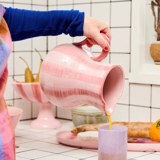 PINK STRIPE WATER JUG