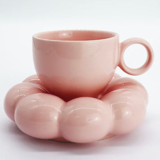 SUNFLOWER SAUCER & MUG -PINK