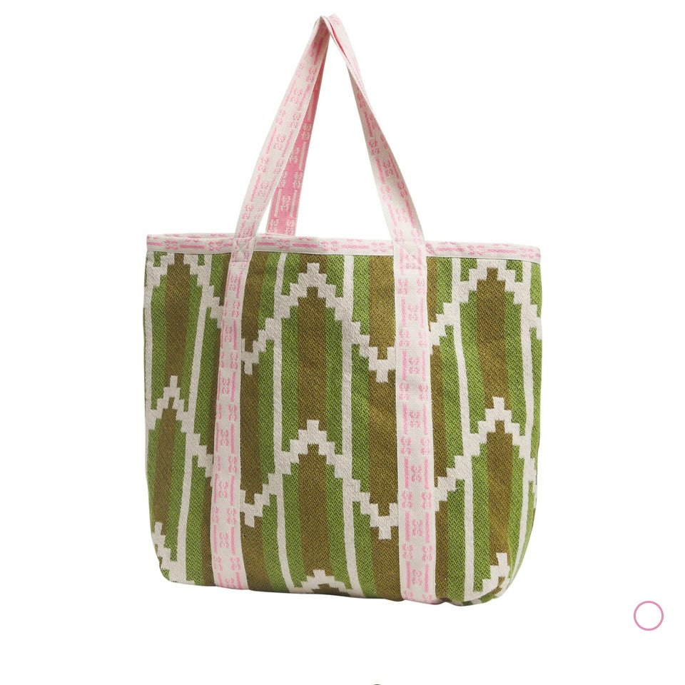 NISHA WOVEN TOTE BAG - PALM