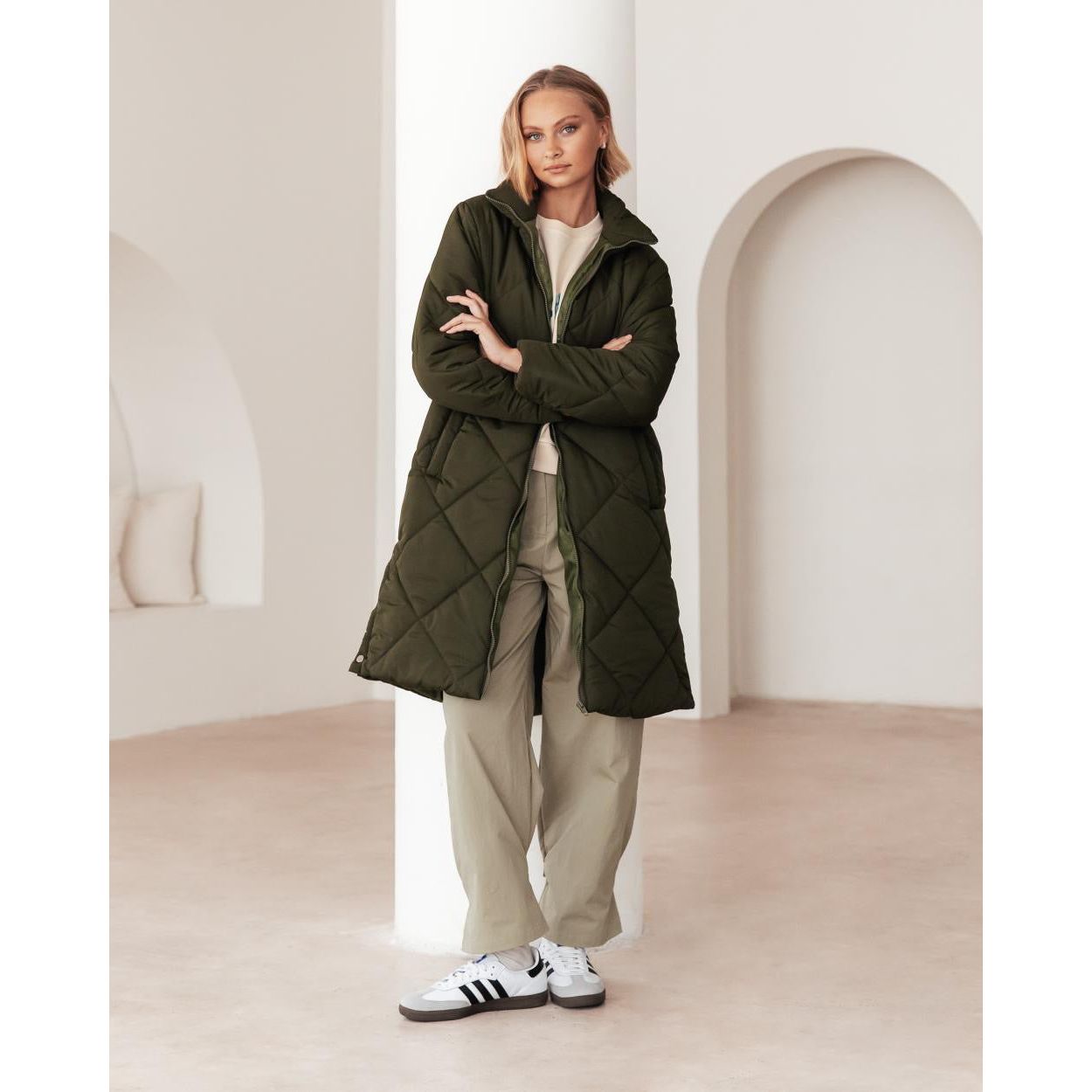 Lucia Utility Puffer Jacket Khaki