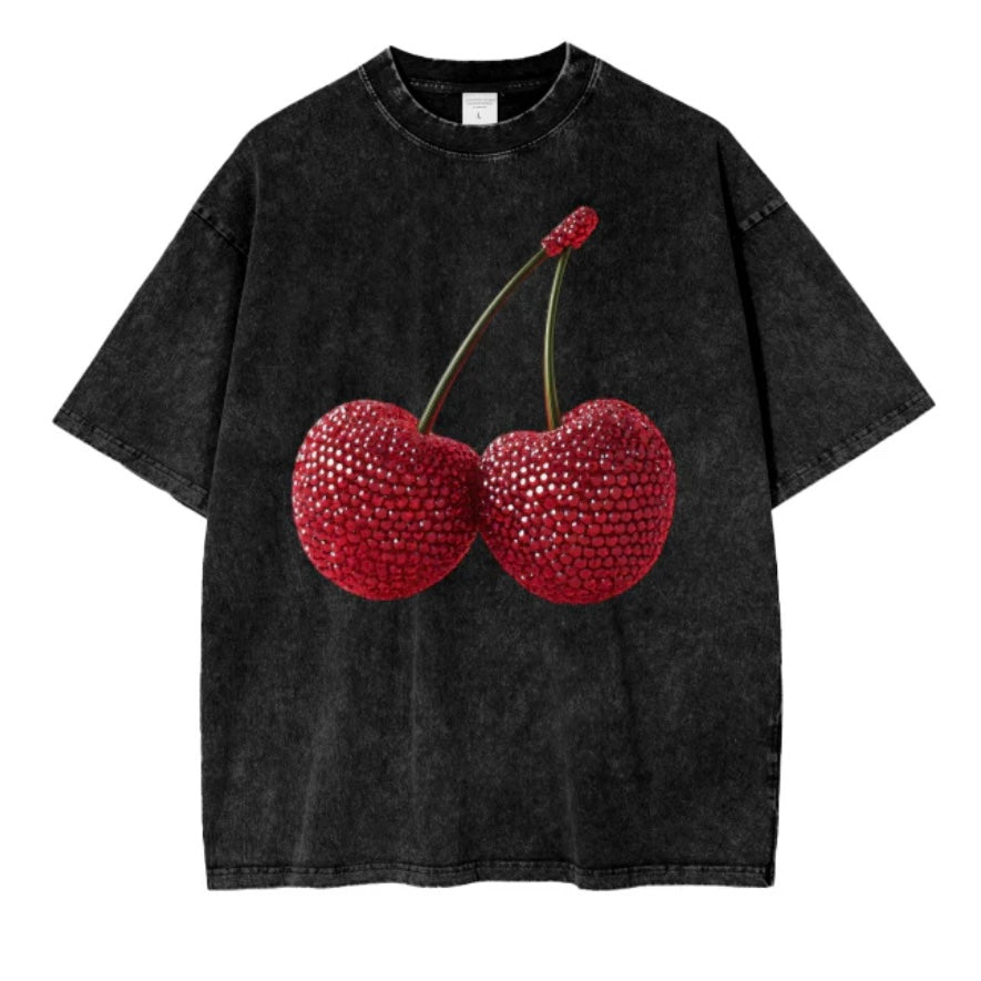 Maku The Label-cherry baby Acid Wash Oversize T-Shirt -Black