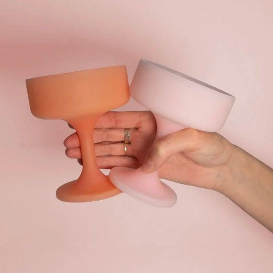MECC-UNBREAKABLE SILICONE COCKTAIL COUPES-PEACH & PETAL